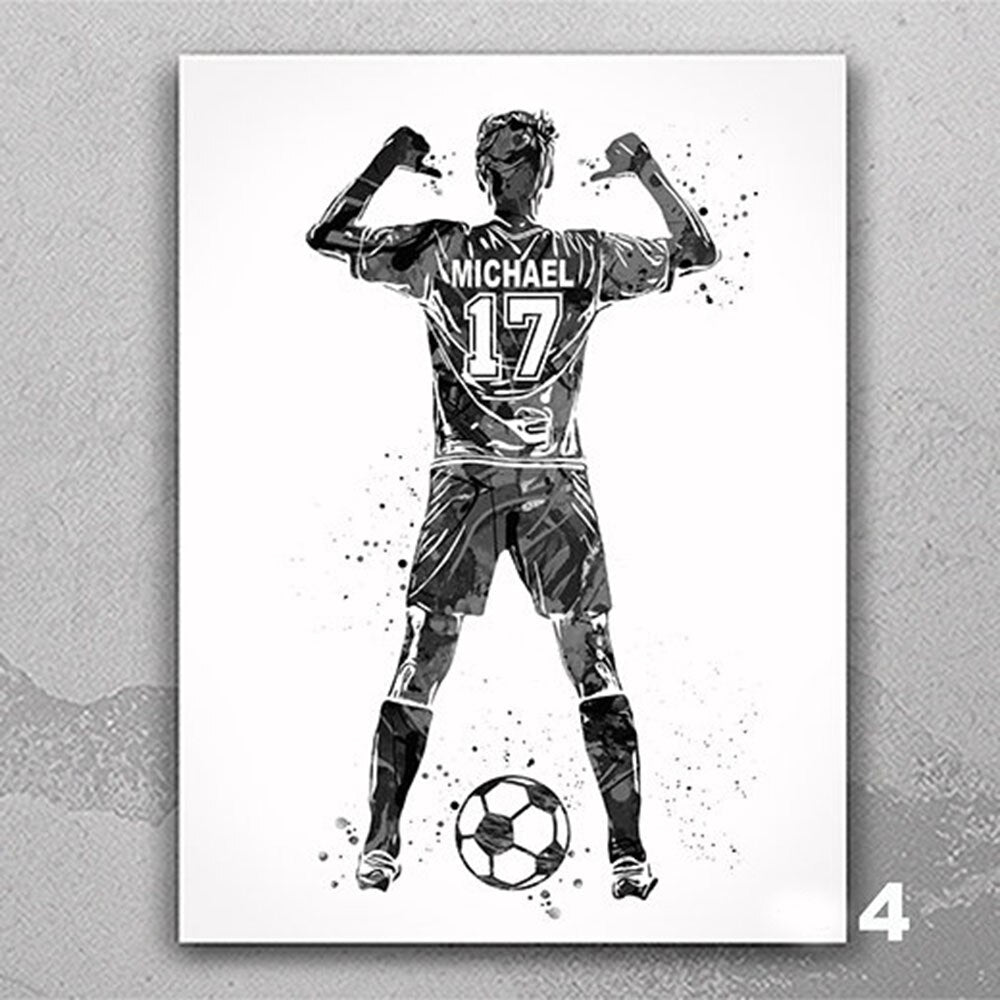 SoccerStar - Customized Soccer Star Watercolor Canvas Print