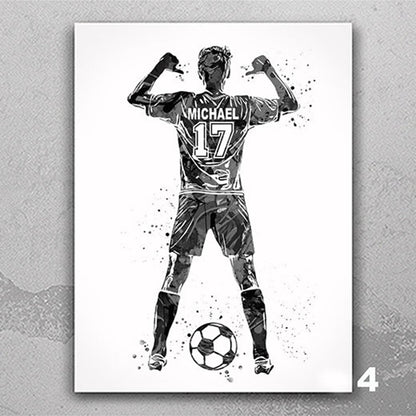 SoccerStar - Customized Soccer Star Watercolor Canvas Print
