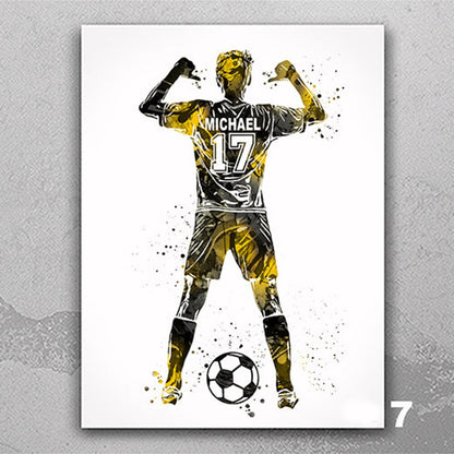 SoccerStar - Customized Soccer Star Watercolor Canvas Print