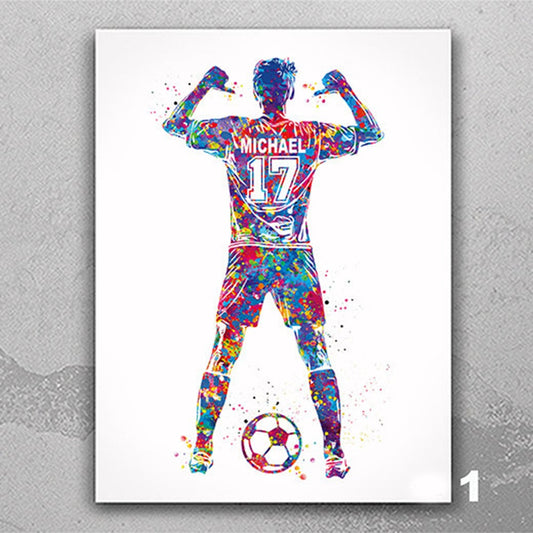 SoccerStar - Customized Soccer Star Watercolor Canvas Print