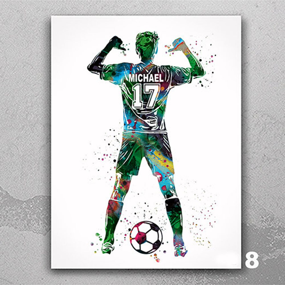 SoccerStar - Customized Soccer Star Watercolor Canvas Print