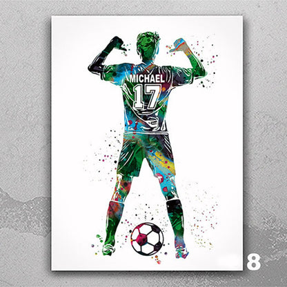 SoccerStar - Customized Soccer Star Watercolor Canvas Print