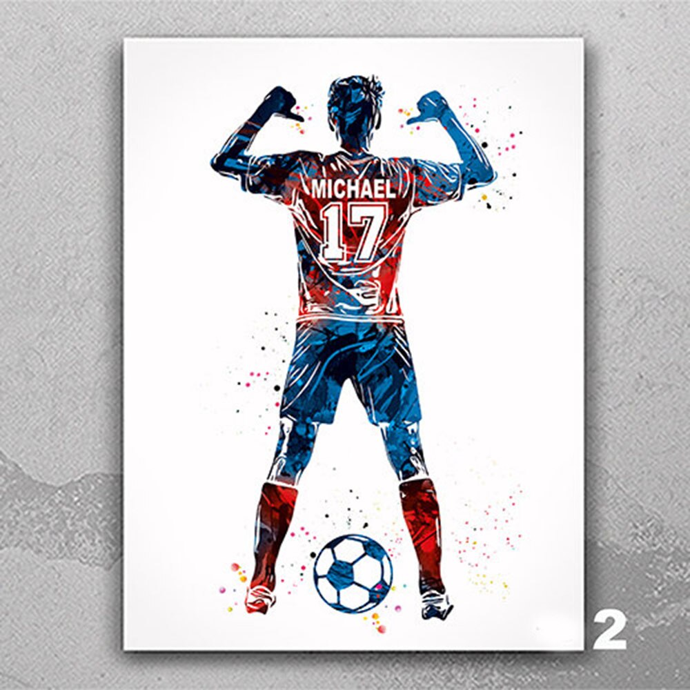 SoccerStar - Customized Soccer Star Watercolor Canvas Print