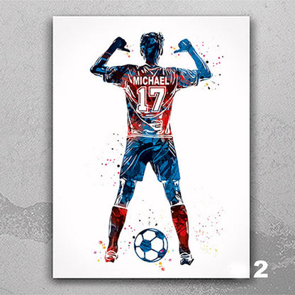 SoccerStar - Customized Soccer Star Watercolor Canvas Print