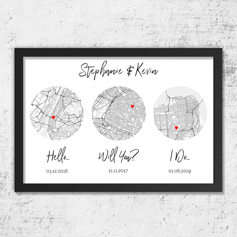 Eternal Love Story: Personalized Map Art Print